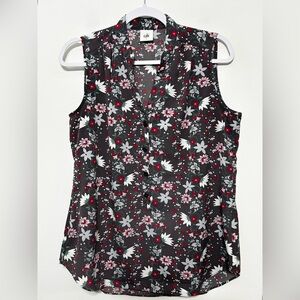 Cabi Plaza Fiesta Floral Sleeveless Button Up Blouse Style 5210
